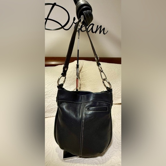 Gently Used B. Makowsky Black Leather Shoulder Bag - Picture 5 of 6